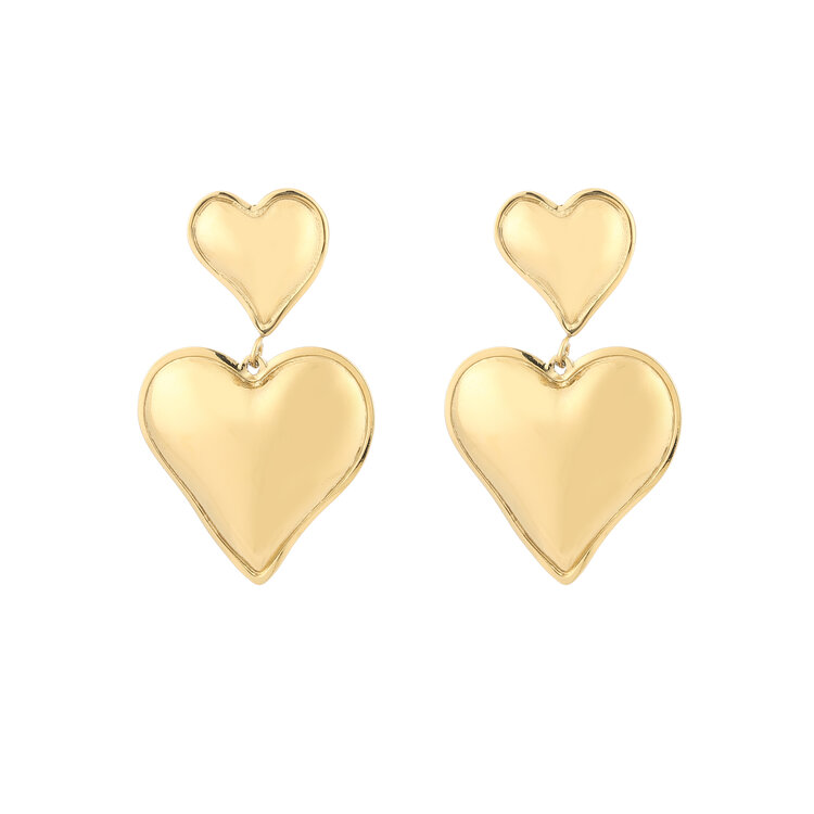 Gold Loving Heart Statement Earrings