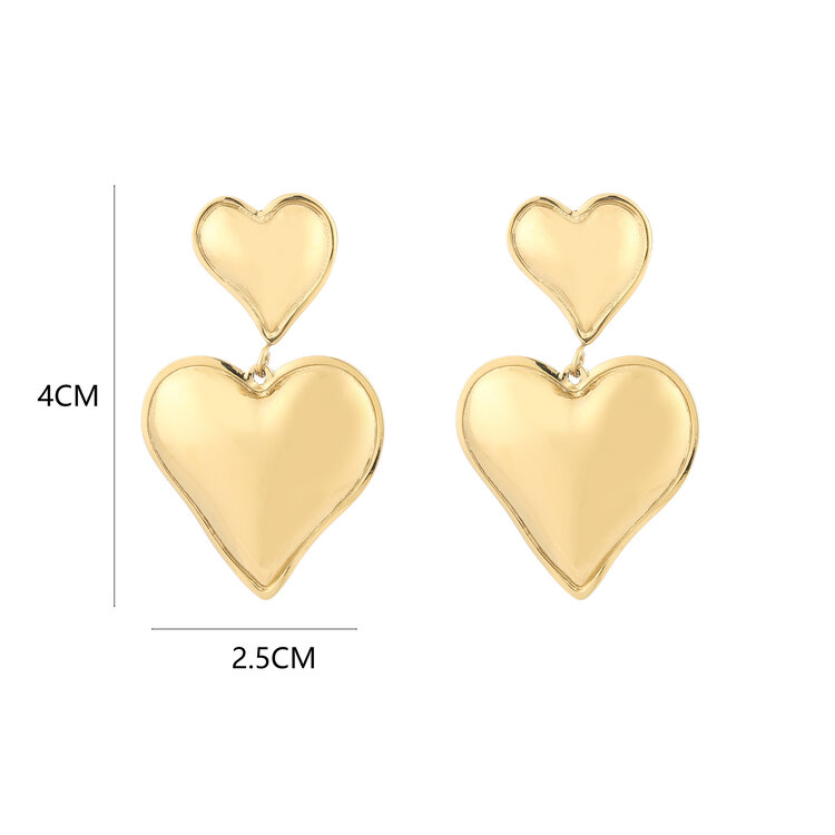 Gold Loving Heart Statement Earrings