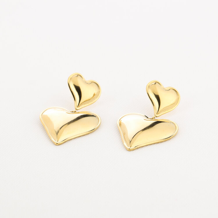 Gold Loving Heart Statement Earrings