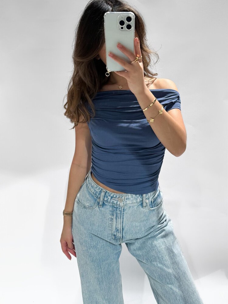 Estee Off Shoulder Top / Denim Blue