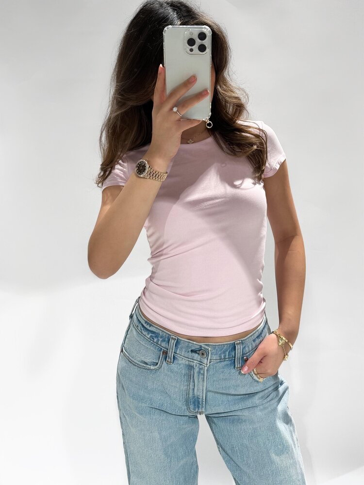 Maelys Basic Short Sleeve Top / Baby Pink