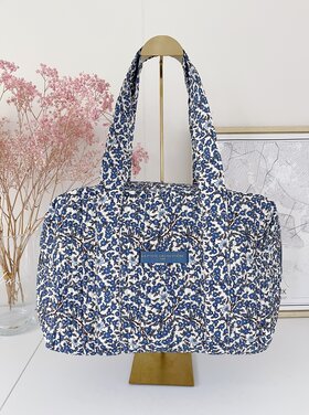 Acacia Flower Travel Bag / Cream & Navy