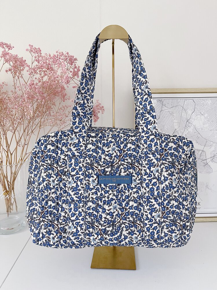 Acacia Flower Travel Bag / Cream & Navy