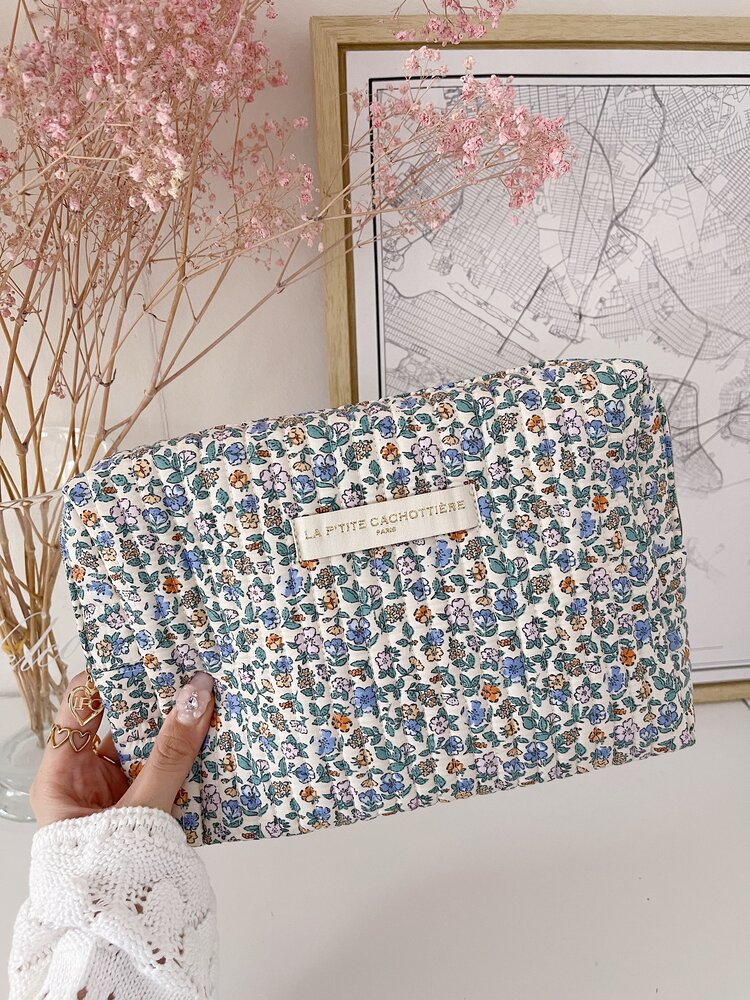 Marly Flower Toiletry Bag / Green & Blue (Large)