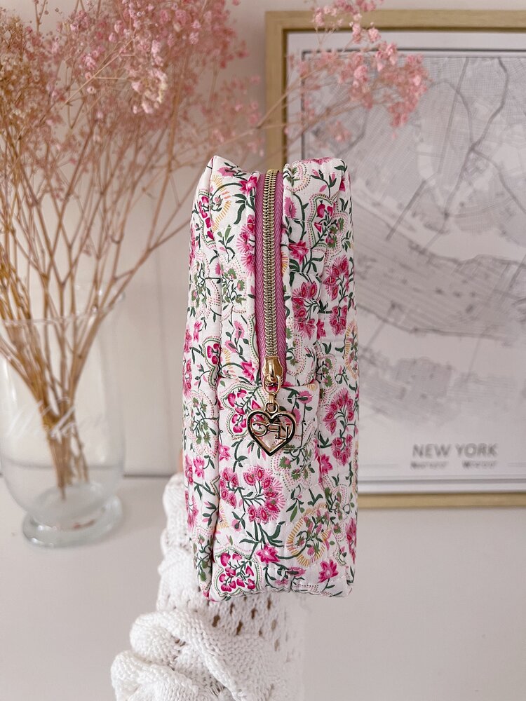Marly Flower Toiletry Bag / Pink  (Large)