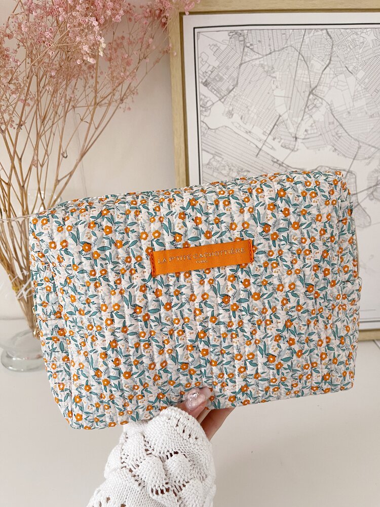 Marly Flower Toiletry Bag / Orange (Large)