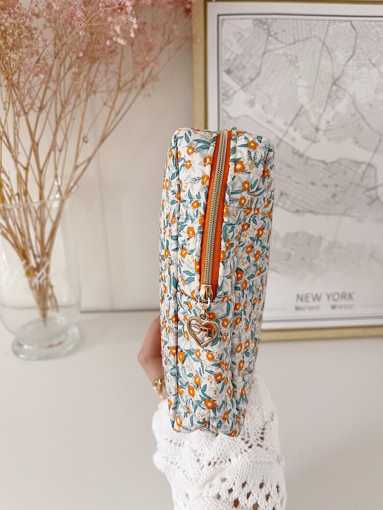 Marly Flower Toiletry Bag / Orange (Large)