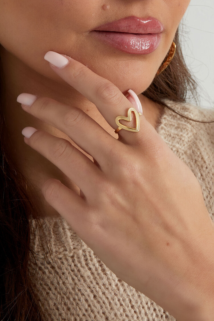 Gold Open Heart Dots Ring