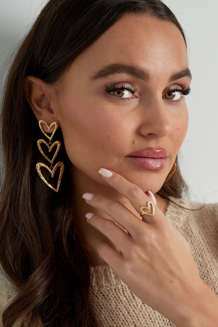 Gold Open Heart Dots Ring