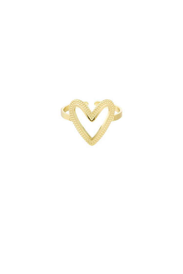 Gold Open Heart Dots Ring