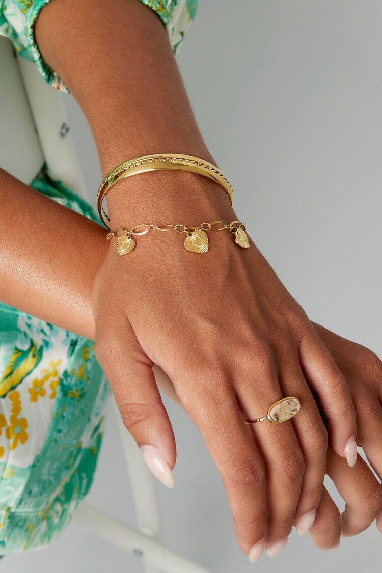 Silver Three Heart Coins Bracelet