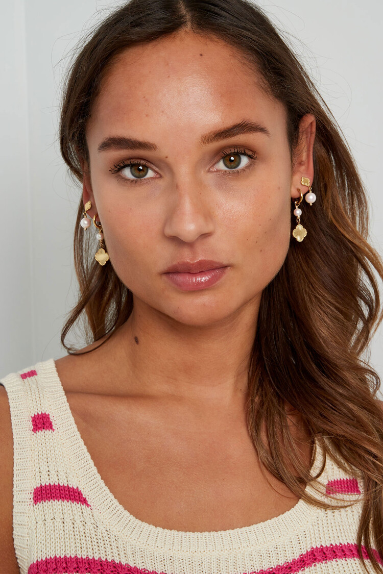 Silver Dreamy Clover Pearl Earrings