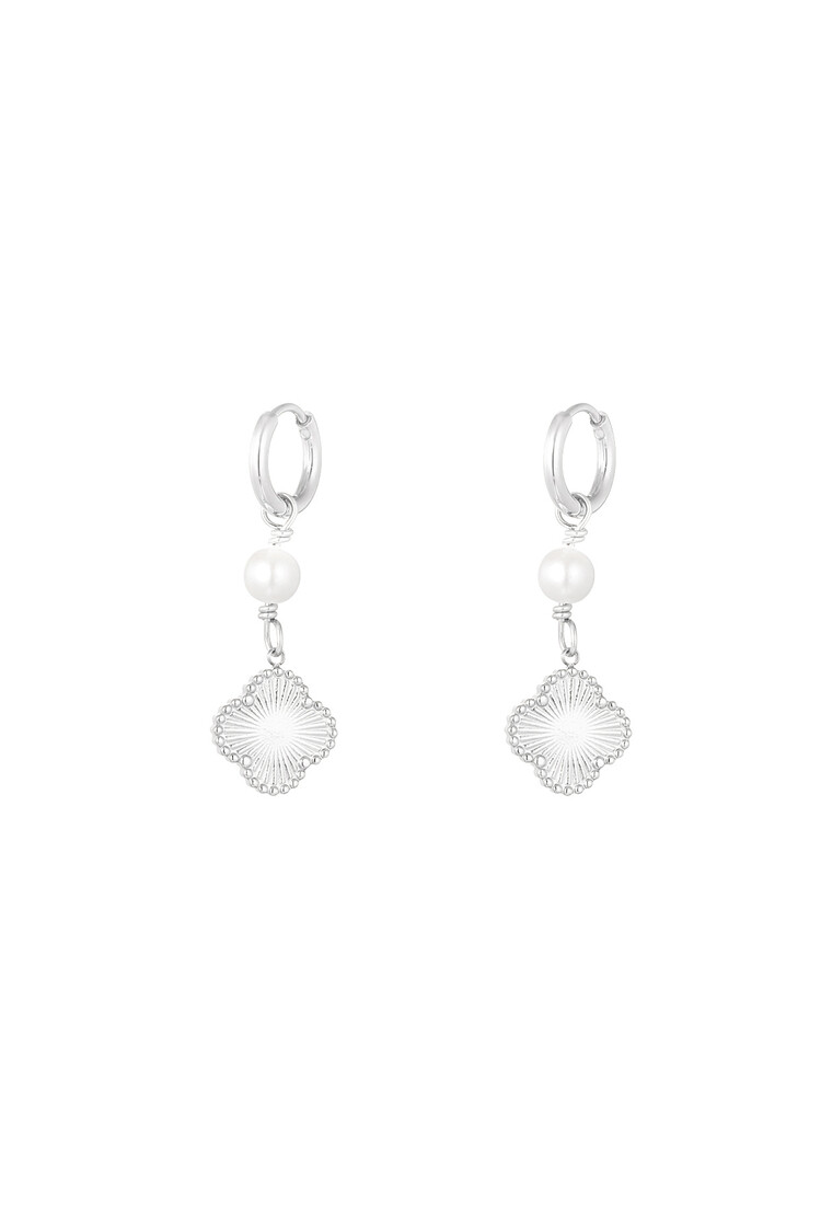 Silver Dreamy Clover Pearl Earrings