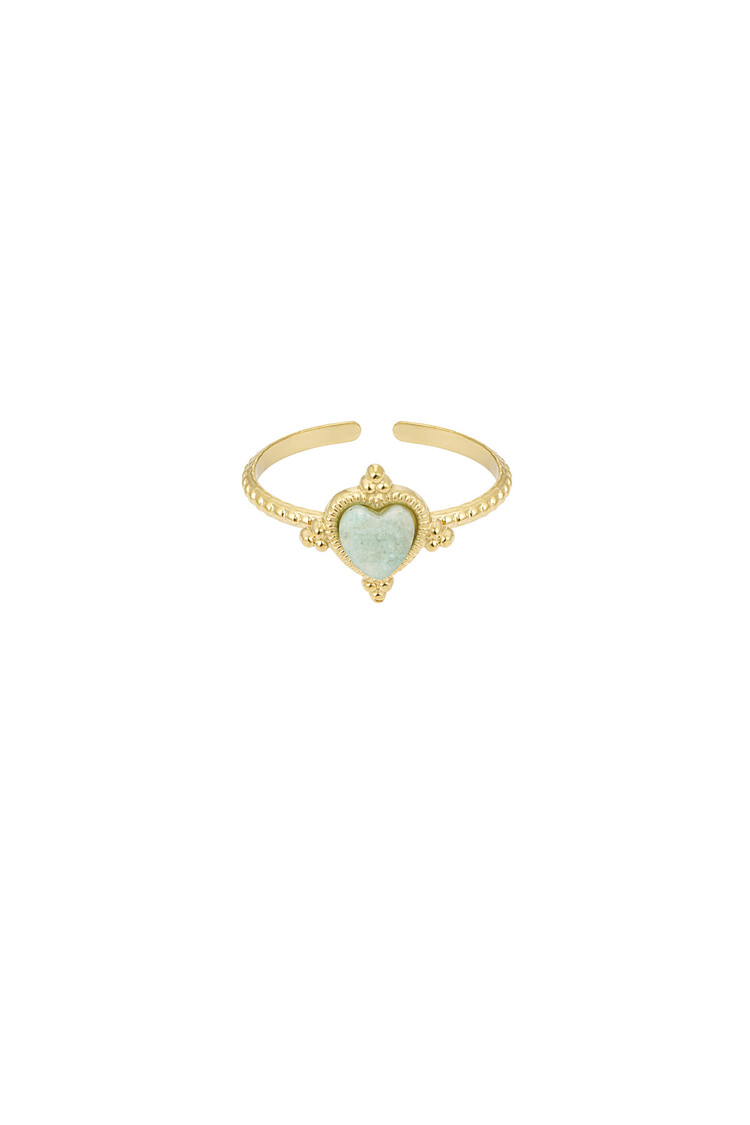 Gold Boho Heart Ring / Green