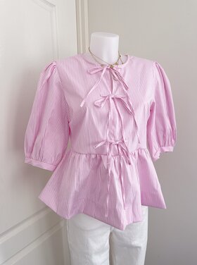 Saar Striped Bow Blouse / Pink