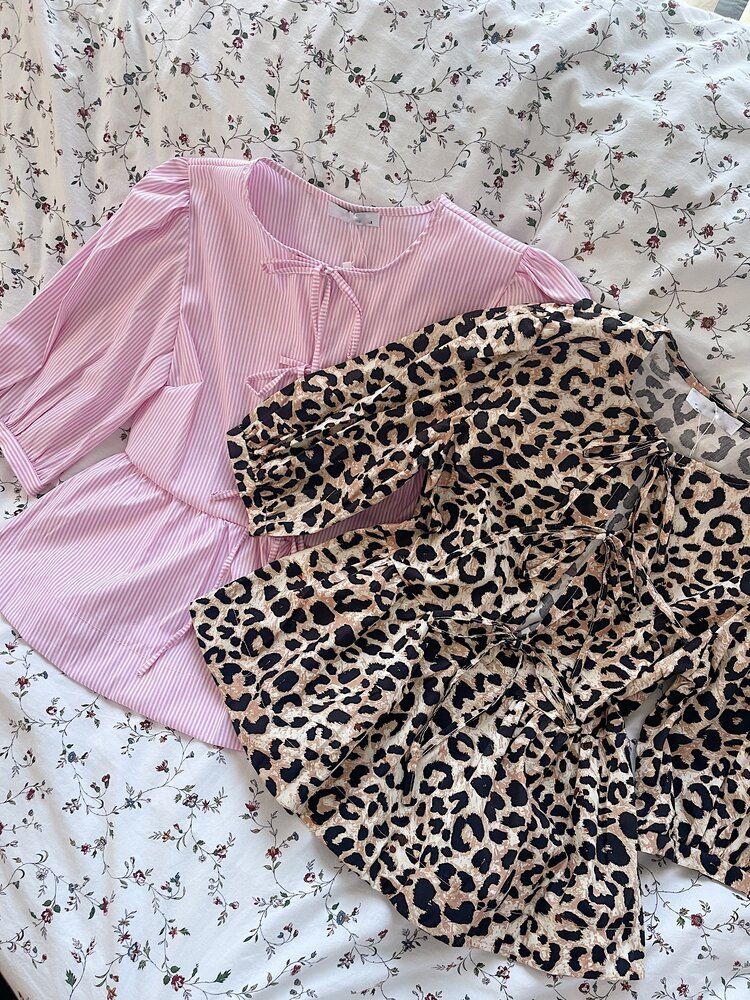 Saar Striped Bow Blouse / Pink