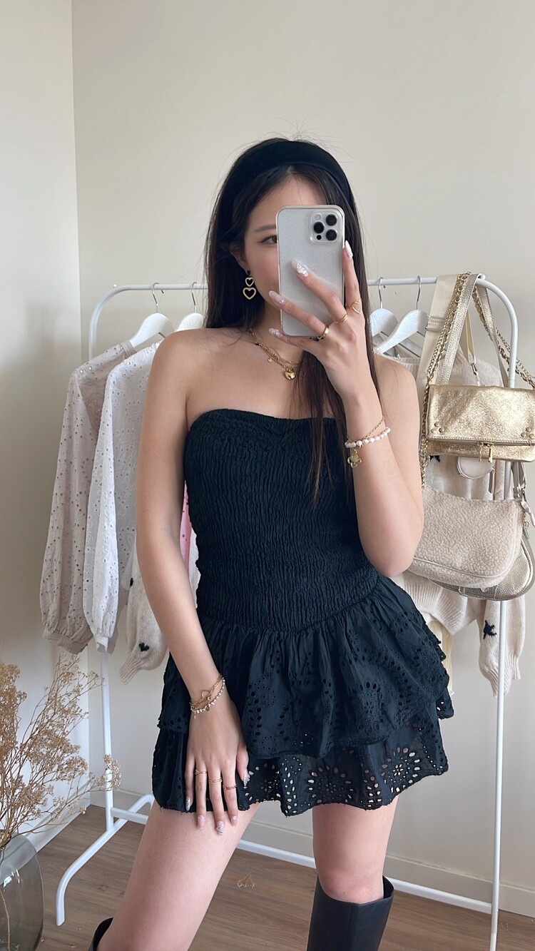 Bella Embroidered Tube Dress / Pink