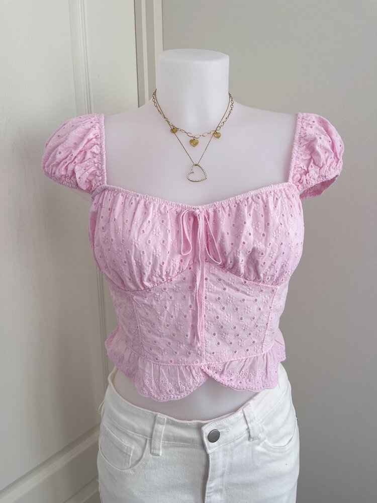 Suki Embroidered Top / Light Blue