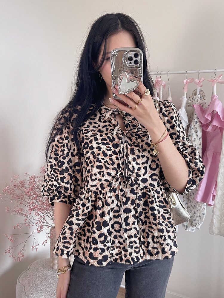 Naemi Leopard Bow Blouse
