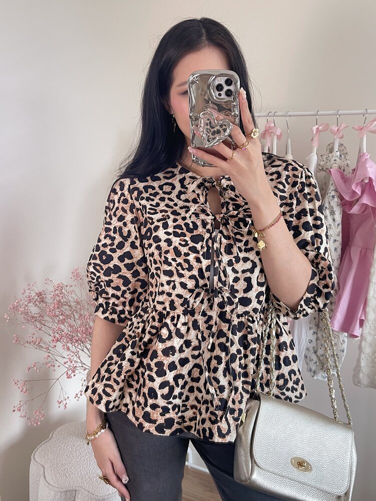 Naemi Leopard Bow Blouse
