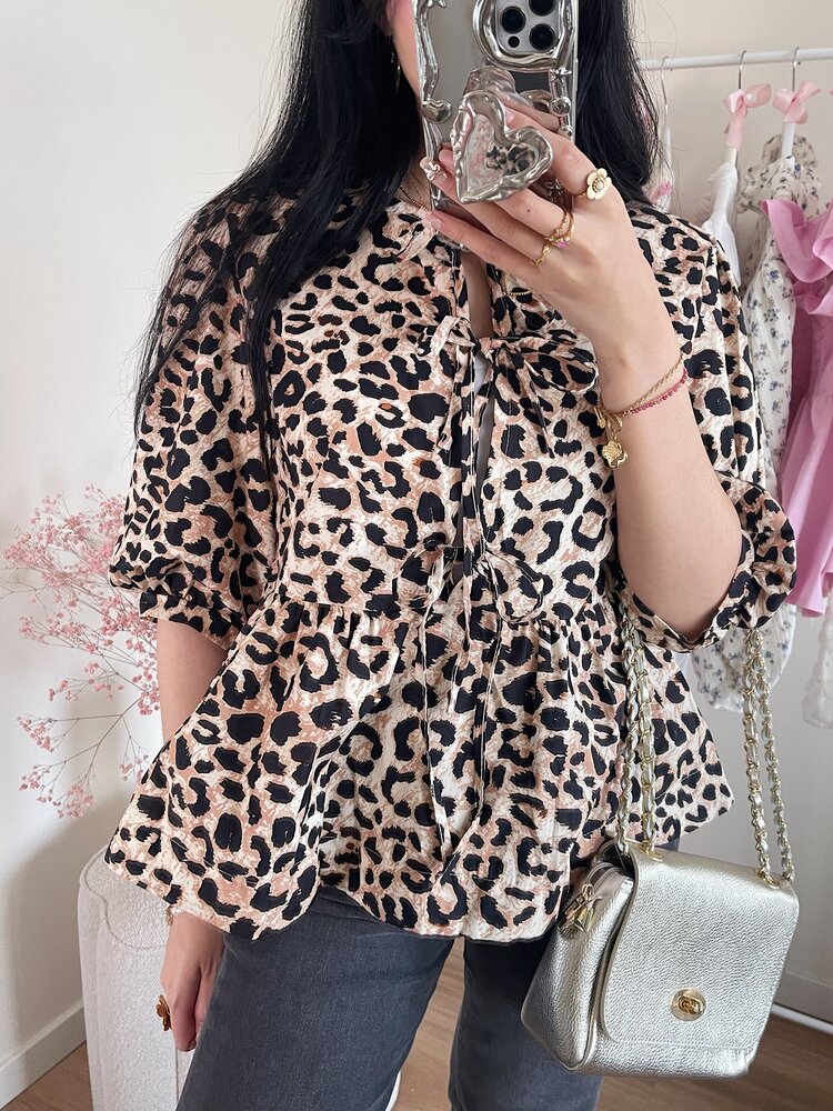 Naemi Leopard Bow Blouse