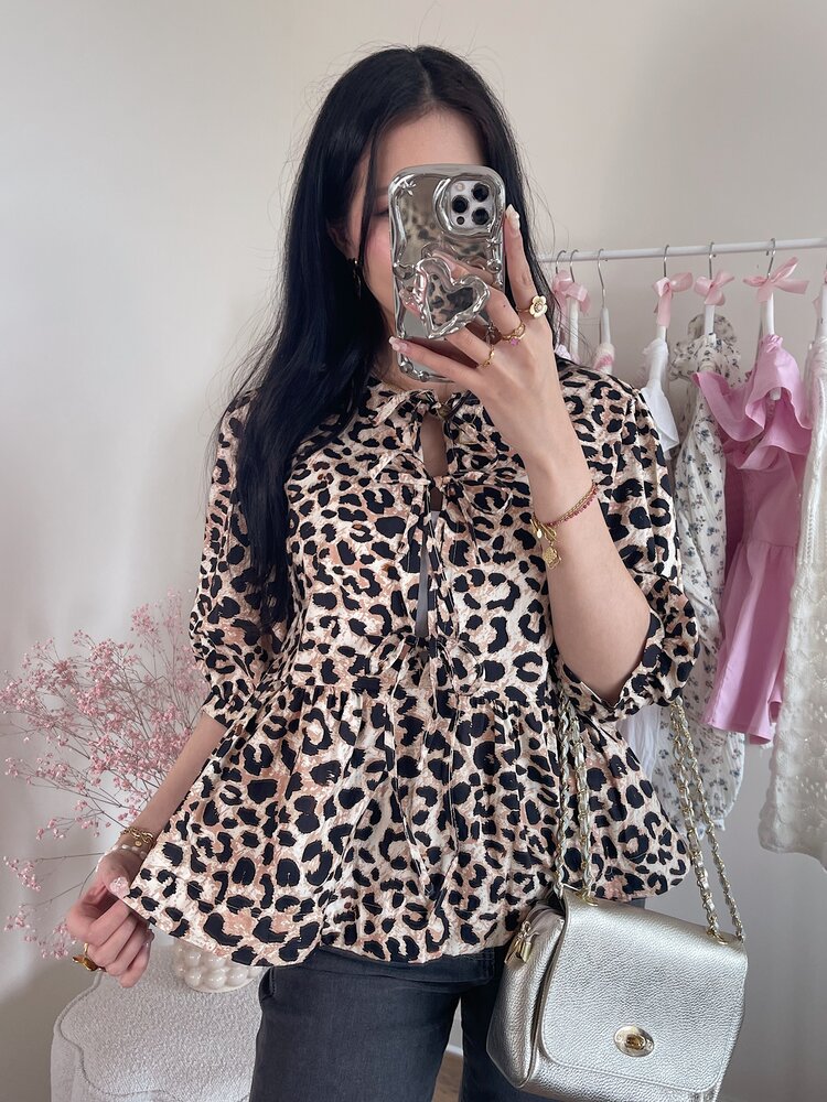 Naemi Leopard Bow Blouse