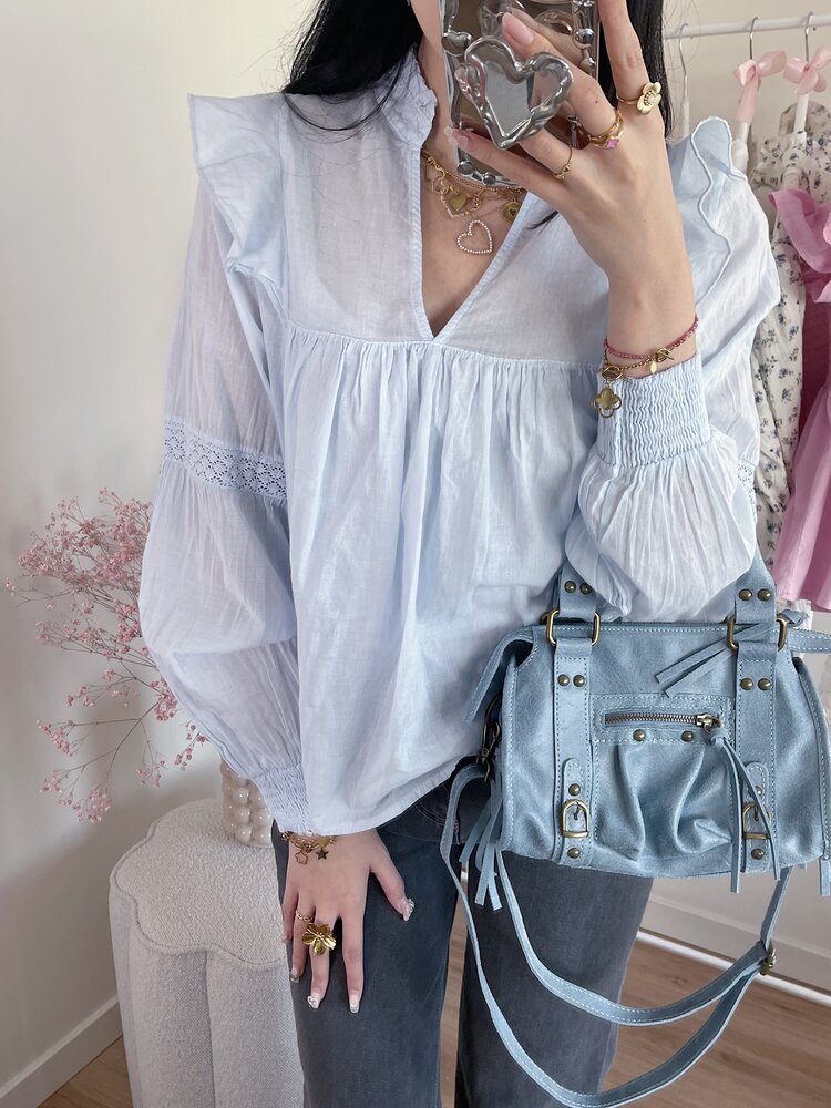Lenae Ruffle Blouse / Light Blue