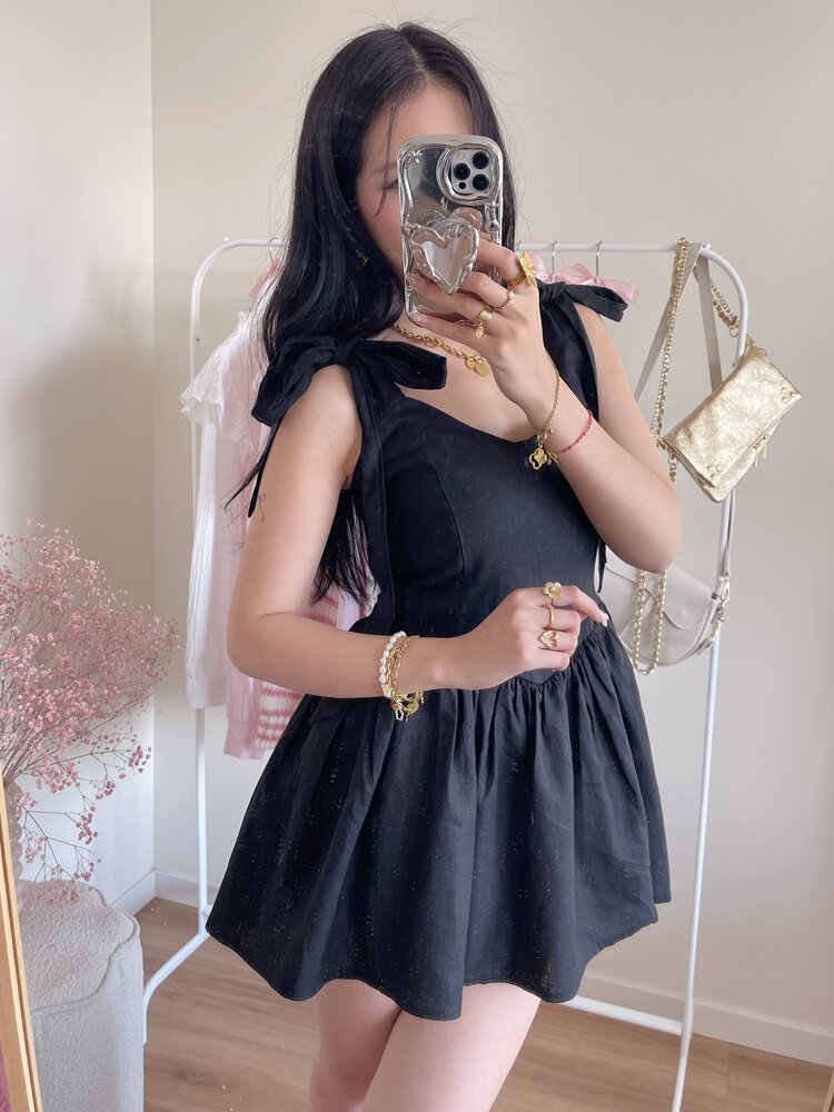 Malina Bow Playsuit / Black