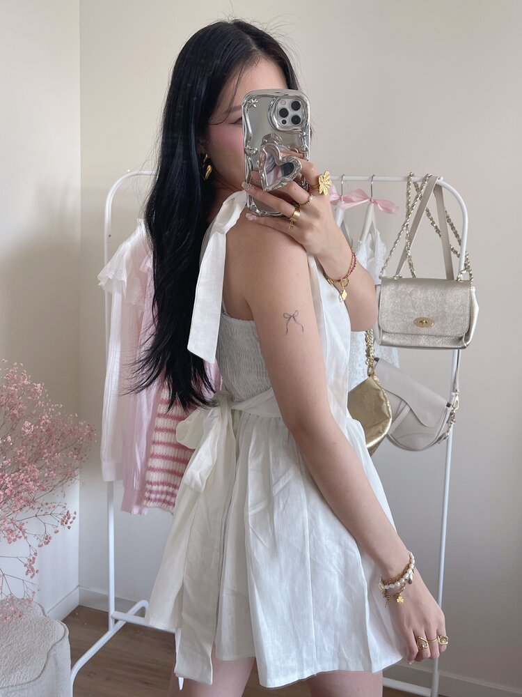 Malina Bow Playsuit / White