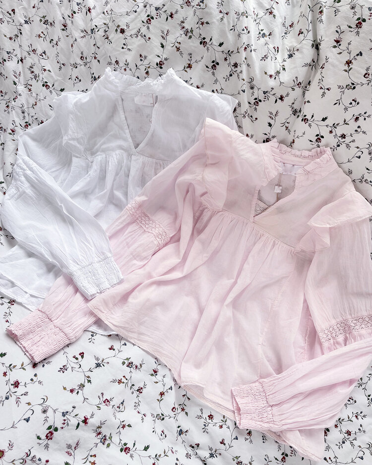 Lenae Ruffle Blouse / Baby Pink