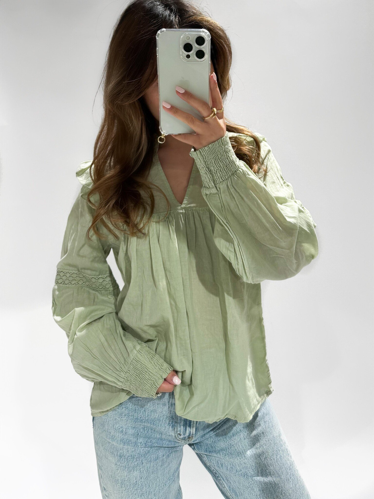 Lenae Ruffle Blouse / Light Green - Hello My Love