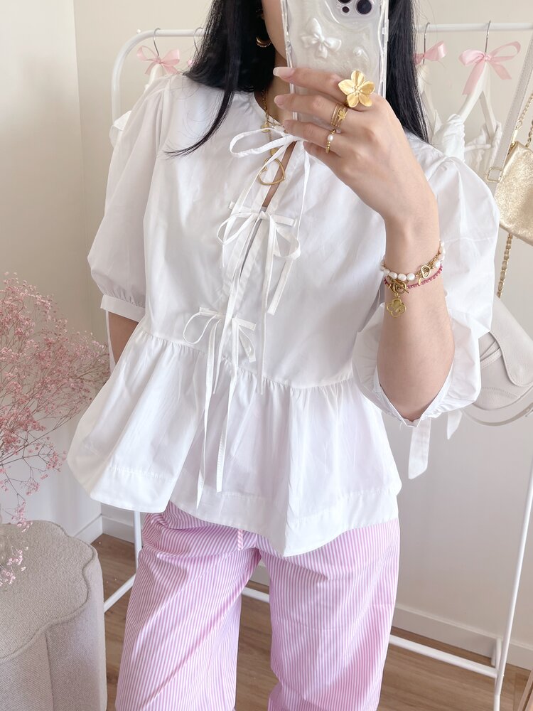 Livia Bow Blouse / White