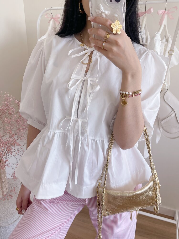 Livia Bow Blouse / White
