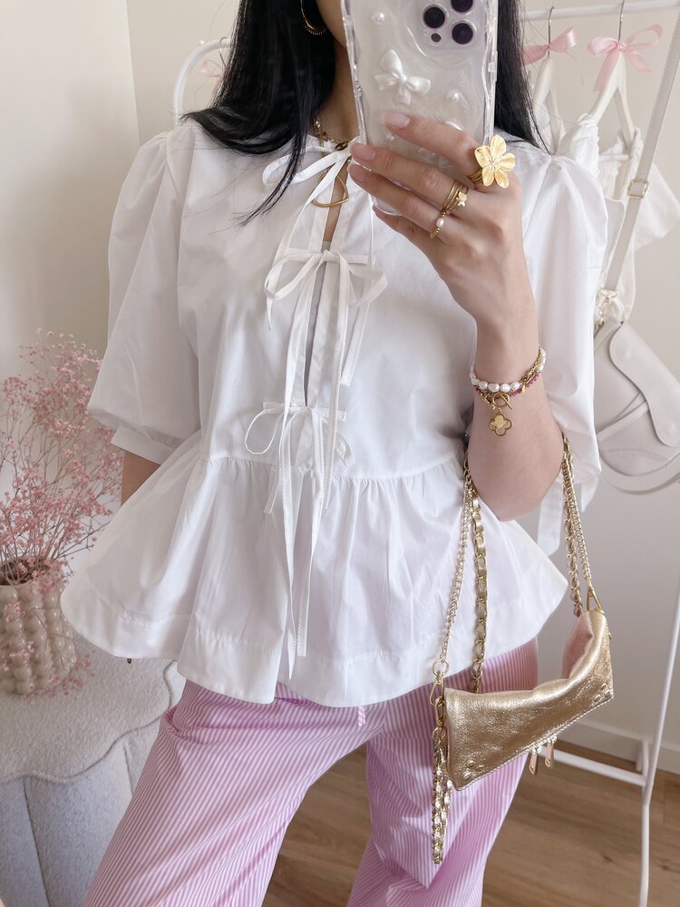 Livia Bow Blouse / White