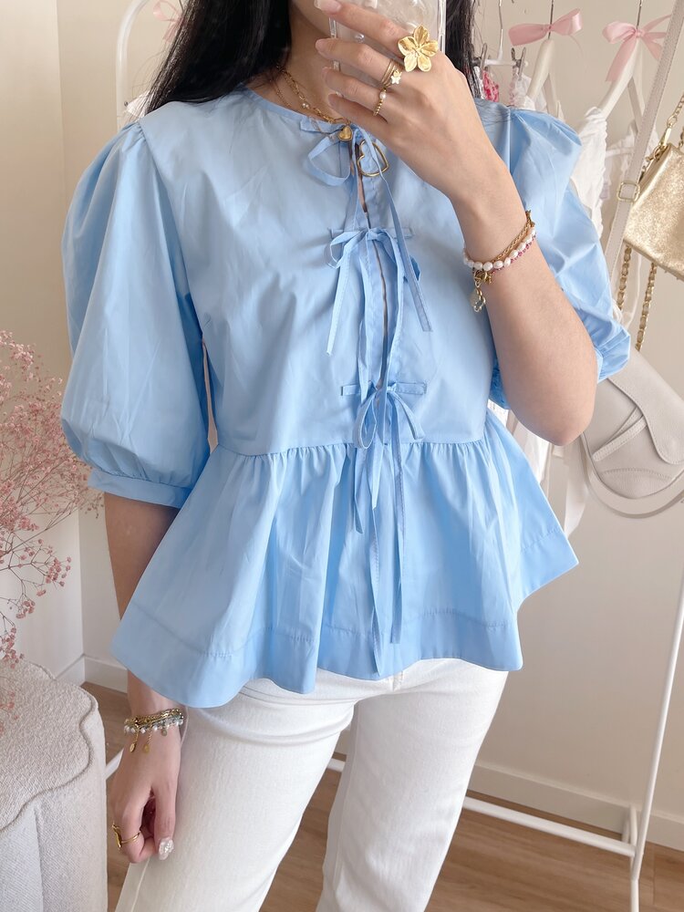 Livia Bow Blouse / Blue