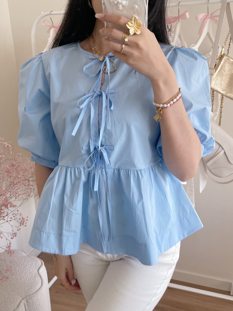 Livia Bow Blouse / Blue