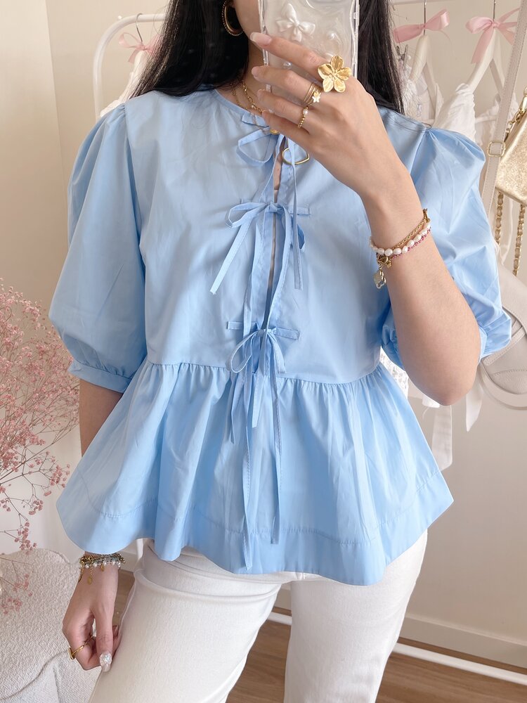 Livia Bow Blouse / Blue