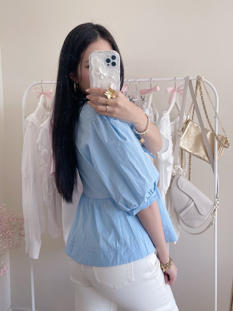 Livia Bow Blouse / Blue