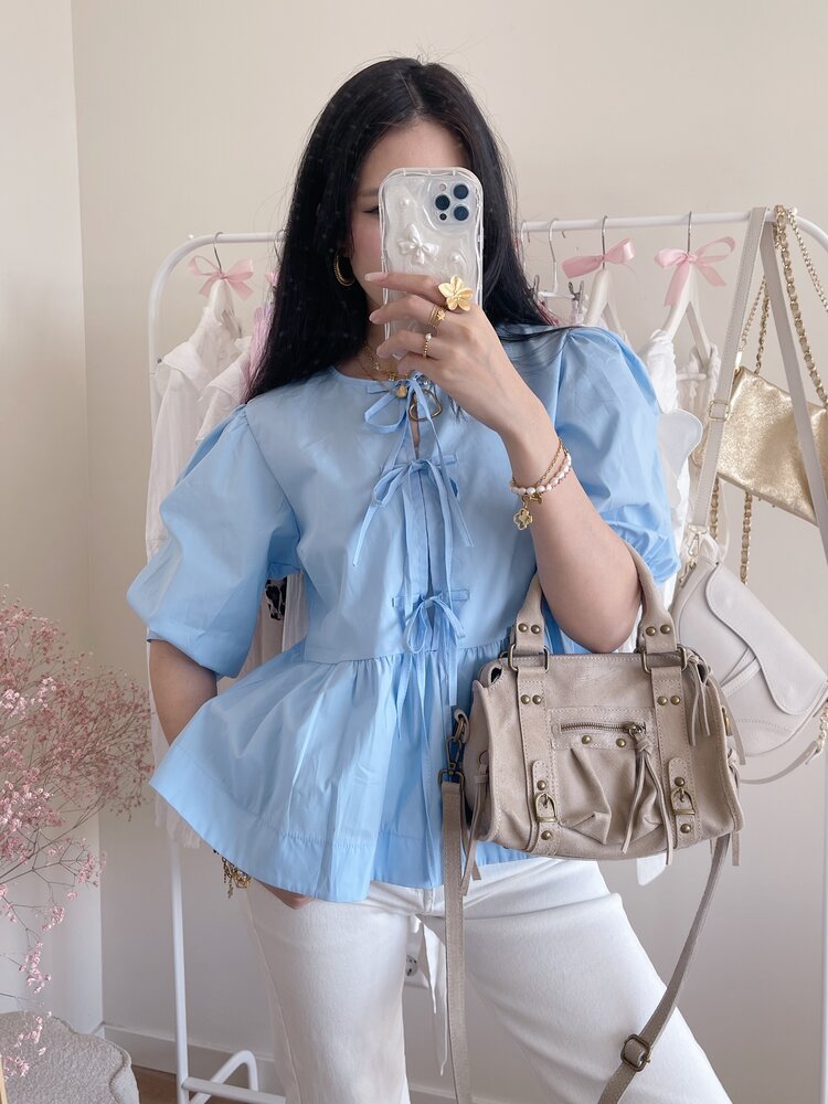 Livia Bow Blouse / Blue