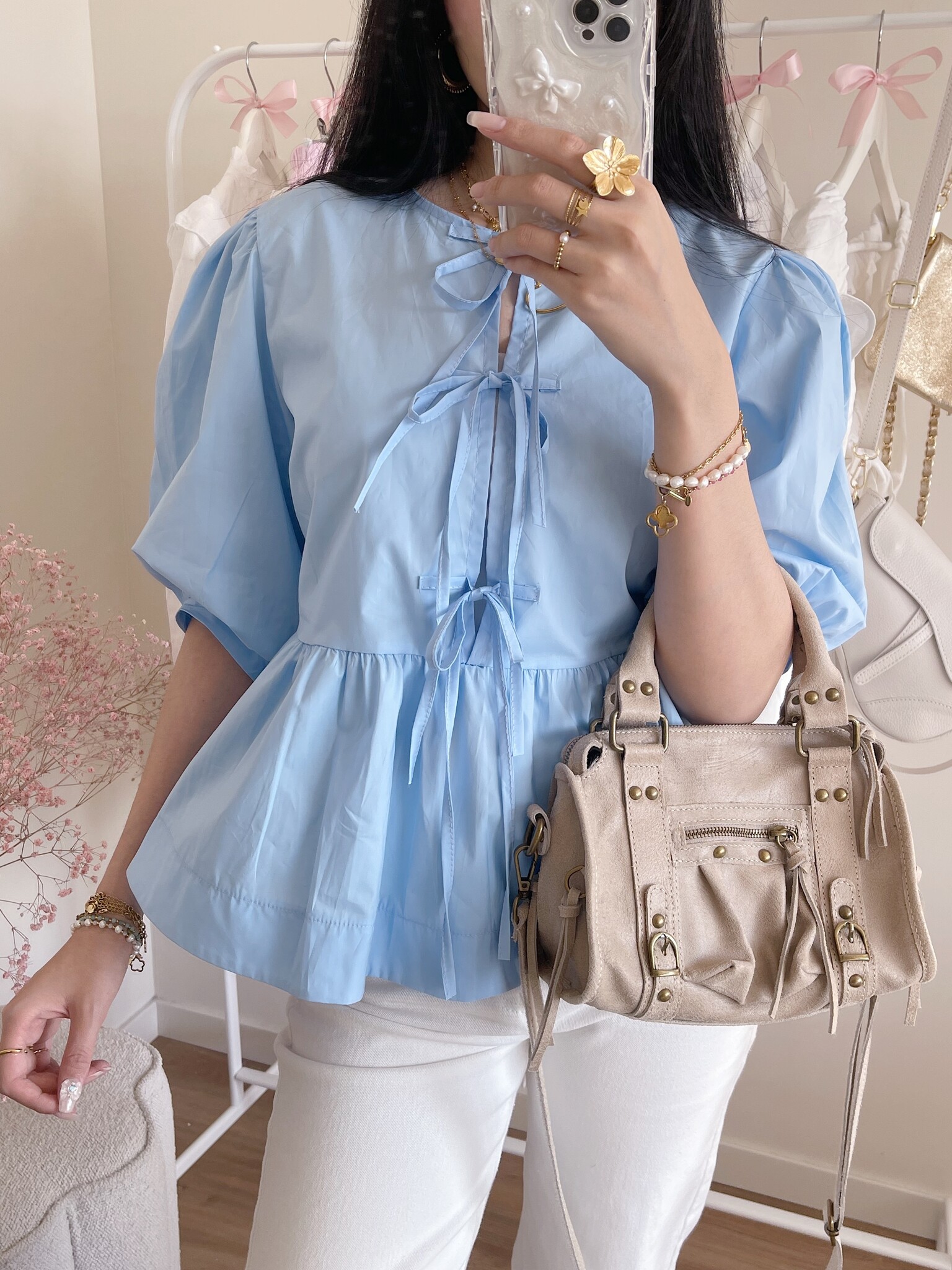 Livia Bow Blouse / Blue - Hello My Love