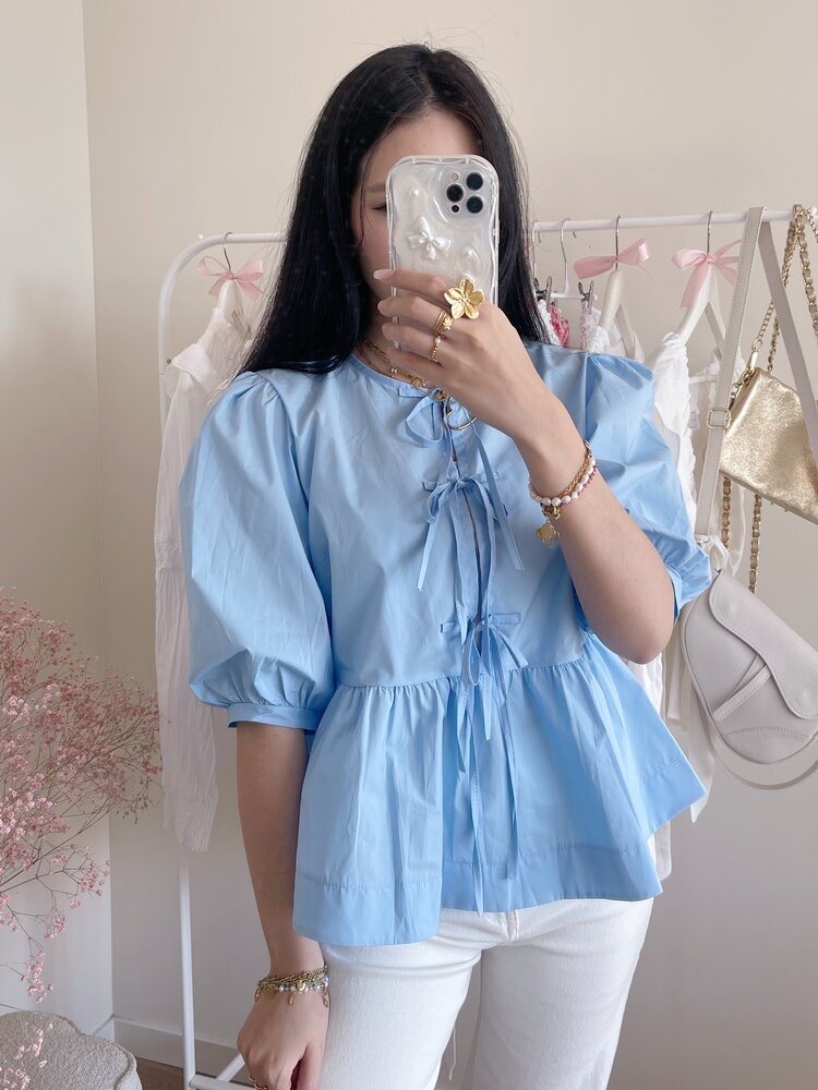 Livia Bow Blouse / Blue