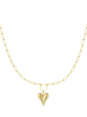 Gold Linked Heart Chain Necklace