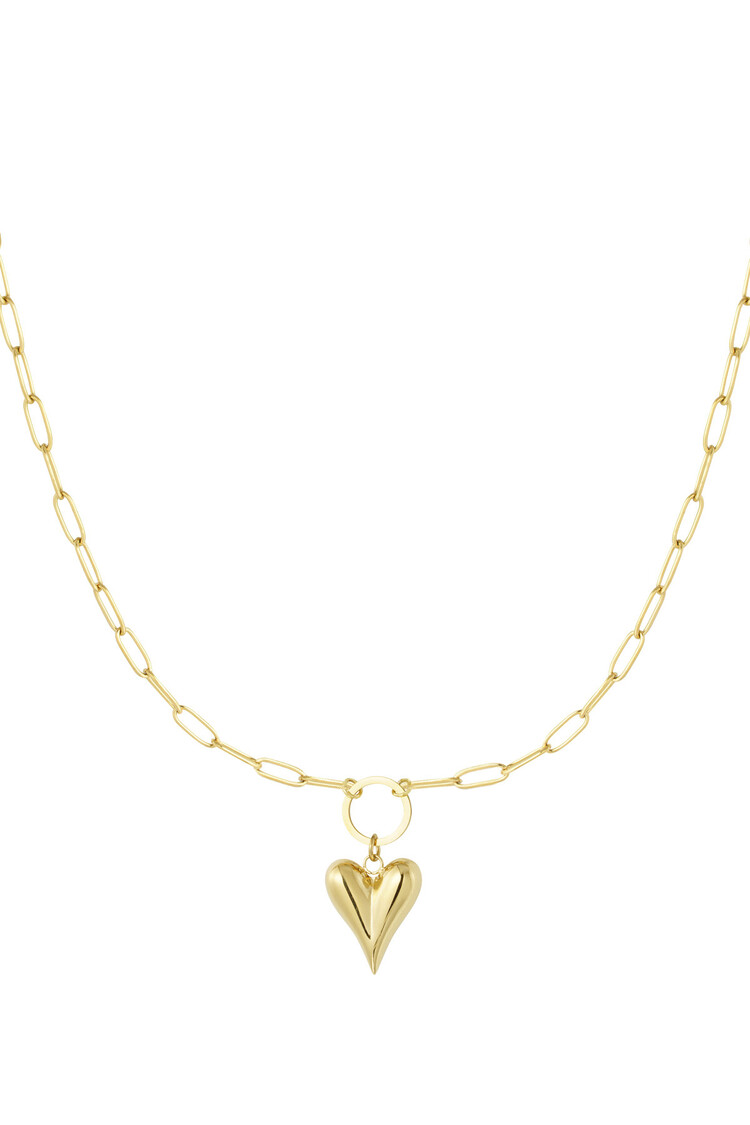 Gold Linked Heart Chain Necklace