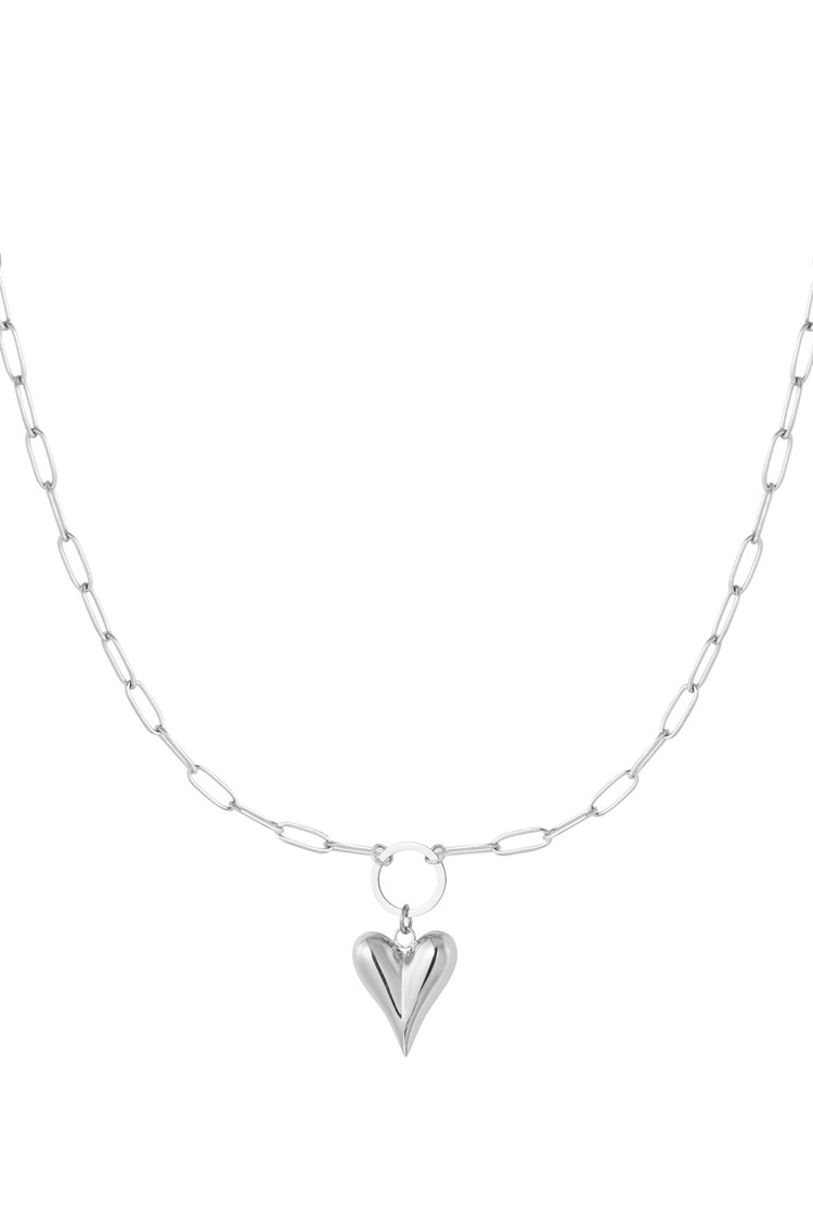 Silver Linked Heart Chain Necklace