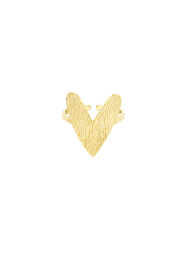 Gold Big Textured Heart Ring