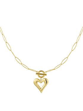 Gold Open Heart Linked Necklace