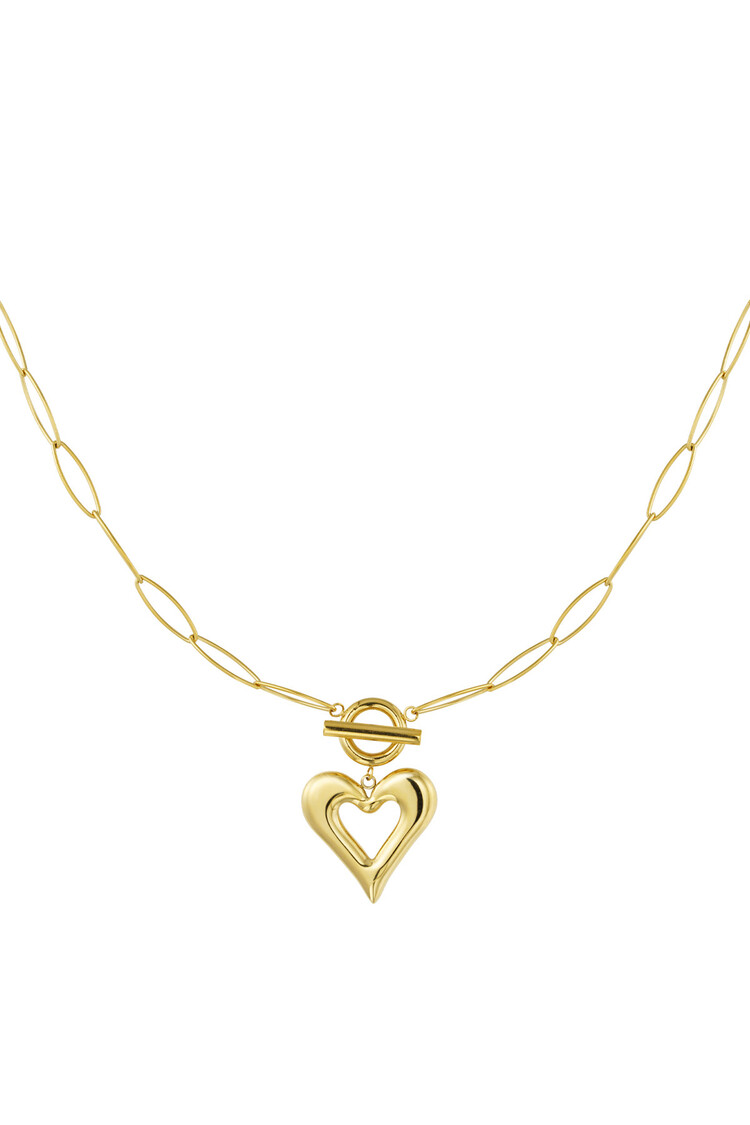 Gold Open Heart Linked Necklace