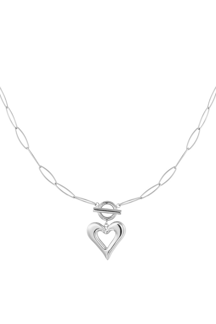 Silver Open Heart Linked Necklace
