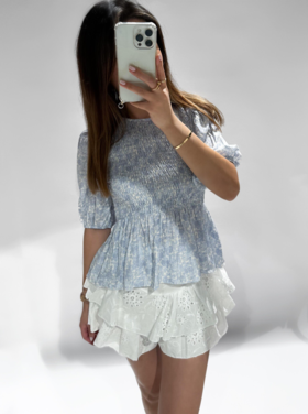 Cherie Smock Top / Floral Blue