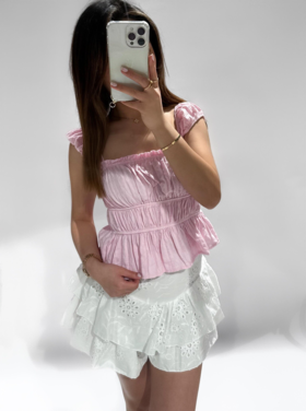 Ella Ruched Top / Baby Pink